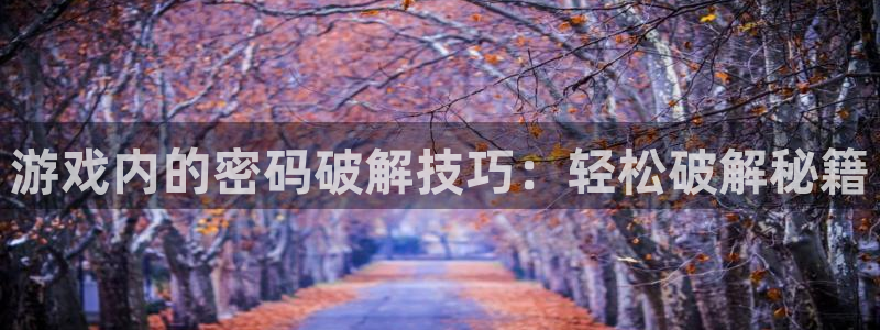 多彩娱乐注册官方登录app：游戏内的密码破解技巧：轻松破解秘